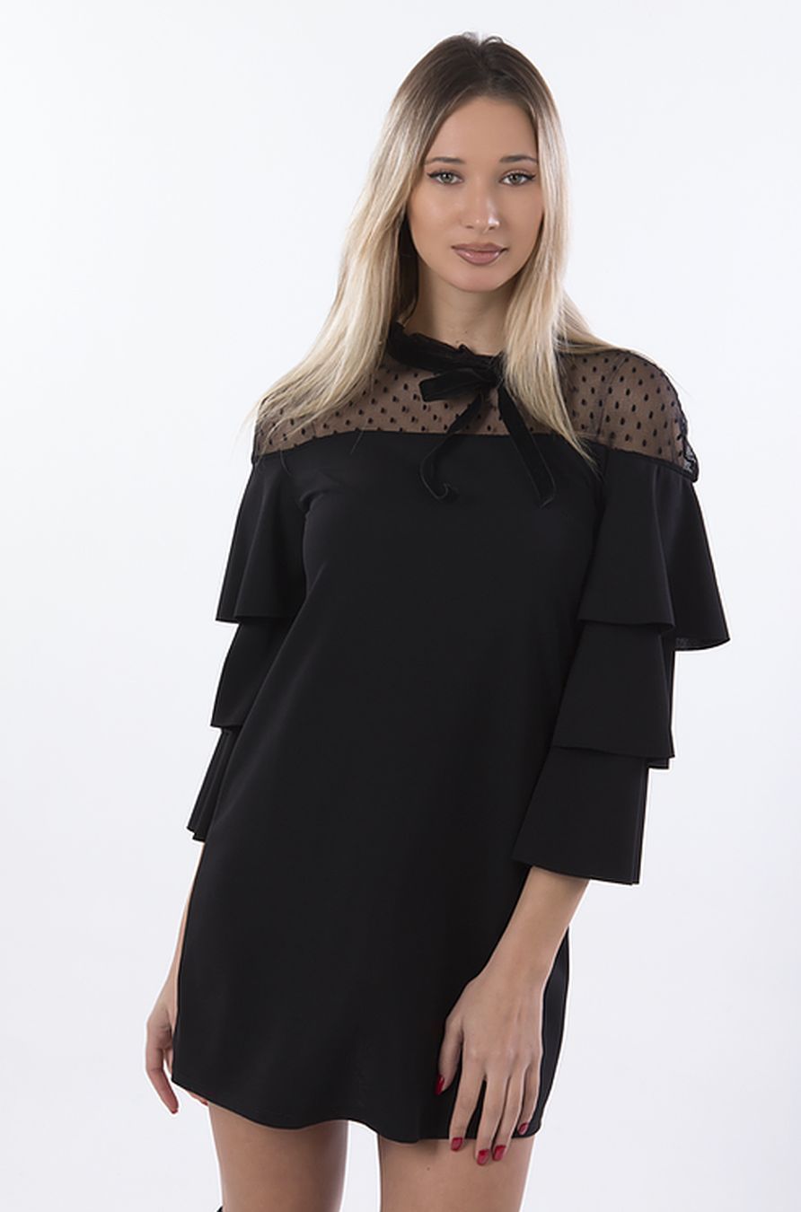 Mini c-thru dress with fringe
